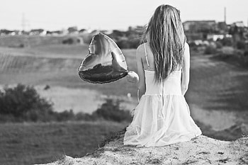 Flying High, city, trees, women, grass, balloon, heart HD wallpaper
