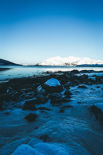 Winter, Nature, Water, Mountains, Ice, Snow, Lake HD phone wallpaper
