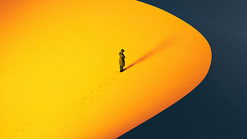 Evening Desert Walk, alone, artist, artwork, digital-art HD wallpaper