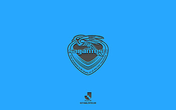Sagan Tosu, blue background, Japanese football team, Sagan Tosu emblem, J1 League, Japan, football, Sagan Tosu logo HD wallpaper