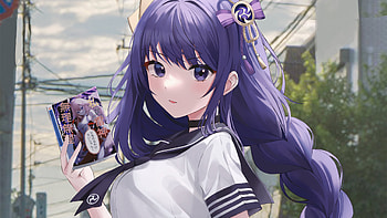 Long Purple Hair Baal Raiden Shogun Genshin Impact HD wallpaper