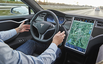 Tesla Model S, interior, inside view, dashboard, Model S autopilot, Model S dashboard, electric cars, American cars, Tesla HD wallpaper