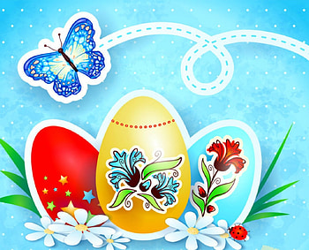 Happy Easter, butterfly, Easter, art, eggs HD wallpaper