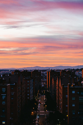 Cities, Sunset, City, Building, View From Above, Road HD phone wallpaper