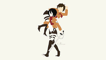 Anime, Attack On Titan, Eren Yeager, Mikasa Ackerman, Minimalist, Vector HD wallpaper