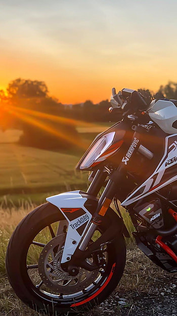 Duke Bike, White Orange Bike, Rider Bike, duke HD phone wallpaper