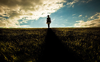 Grass, Dark, Field, Girl, Stroll HD wallpaper