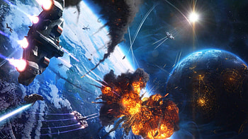 Space Battle, space, planets, galaxy, battle HD wallpaper