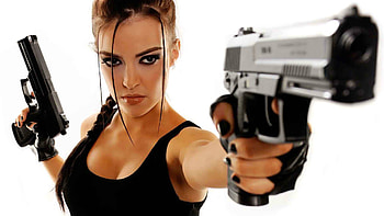 Beautiful Girl with Guns HD wallpaper