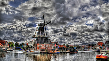 r, Cities, Sky, Clouds, Building, Mill HD wallpaper