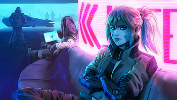 Arkadia And Astree , cyberpunk, artist, artwork, digital-art, artstation HD wallpaper