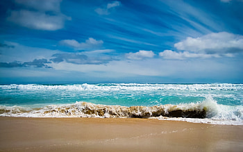 Landscape, Sea, Clouds, Waves, Beach HD wallpaper