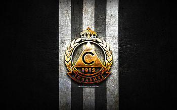 Slavia Sofia FC, golden logo, Parva liga, black metal background, football, bulgarian football club, Slavia Sofia logo, soccer, PFC Slavia Sofia HD wallpaper