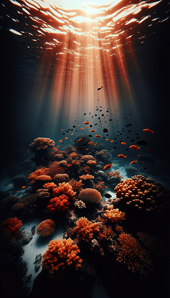 Underwater Sunbeam Coral Reef, coral reef, underwater, marine life, fish HD phone wallpaper