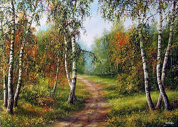 Bigich Vitali. Summer is over ..., painting, art, path, bigich vitali, nature, tree HD wallpaper