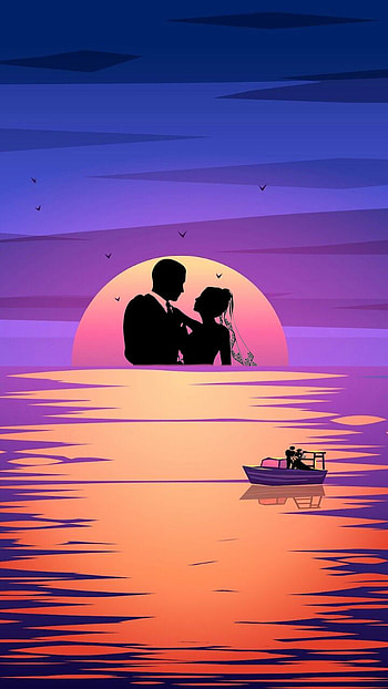 Sunset Couple, cloud, love, sky, sun HD phone wallpaper