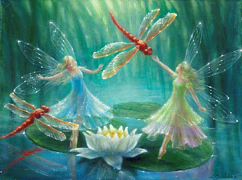 Fairy dancing with dragonflies, fairy, painting, dance, art, fantasy, pictura, dragonfly, girl HD wallpaper