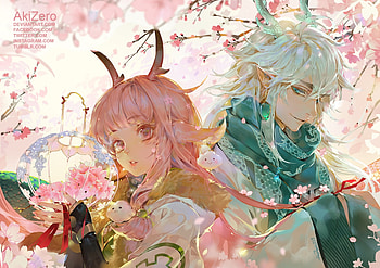 :-), pink, anime, man, sakura, couple, girl, manga, zero1510 HD wallpaper