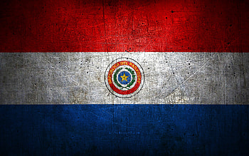 Paraguayan metal flag, grunge art, South American countries, Day of Paraguay, national symbols, Paraguay flag, metal flags, Flag of Paraguay, South America, Paraguayan flag, Paraguay HD wallpaper