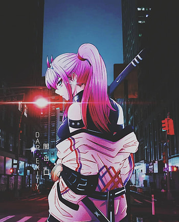 Doujin Ronin - 02, sword, pink, usa, city, night, darlinginfranx, samurai HD phone wallpaper
