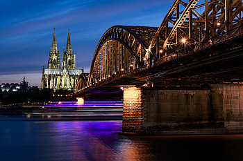 Cities, Architecture, Night City, City Lights, Bridge, Germany, Cologne, Koln HD wallpaper