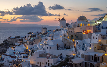 Evening in Santorini, Greece, island, Santorini, Greece, houses, evening HD wallpaper