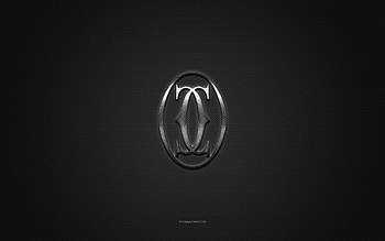 Cartier logo, silver shiny logo, Cartier metal emblem, gray carbon fiber texture, Cartier, brands, creative art, Cartier emblem HD wallpaper