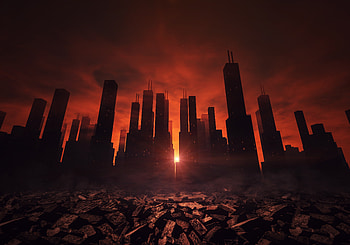 Buildings, skyscrapers, minimalist, city, dusk, dark HD wallpaper