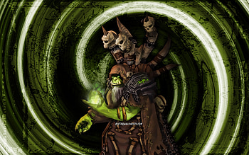 Guldan, green grunge background, World of Warcraft, warriors, WoW, monstr, vortex, World of Warcraft Shadowlands, Guldan World of Warcraft HD wallpaper