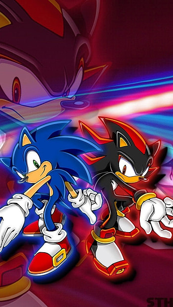 Sonic The Hedgehog, Sonic Shadow, Neon Background HD phone wallpaper
