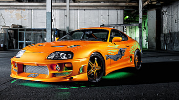 Toyota Supra with green neon lights, car, Toyota, Toyota Supra HD wallpaper