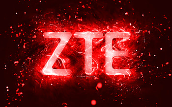 ZTE red logo, , red neon lights, creative, red abstract background, ZTE logo, brands, ZTE HD wallpaper