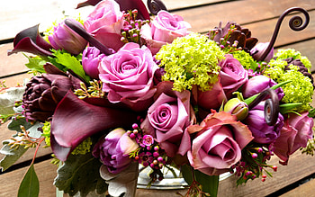 Flower Bouquet, Purple and green bouquet, Flower , Elegant blooms HD wallpaper
