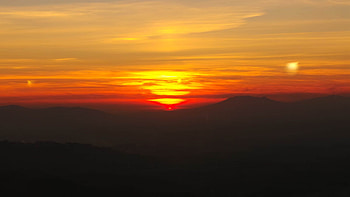 Nature, Sunset, Mountains, Clouds, Horizon, Glow HD wallpaper