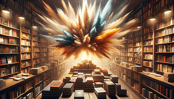 Mystical Bookstore Explosion, bookstore, library, explosion, book, fantasy HD wallpaper