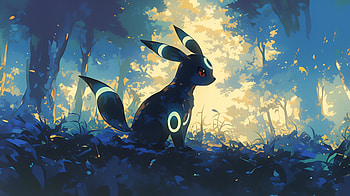 of Umbreon in a Mystical Anime Forest, Anime, Pokemon, Umbreon (Pokémon) HD wallpaper