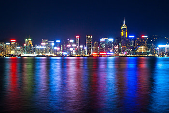 Cities, Sea, Night, Lights, Skyscrapers, Illumination, Backlight, Megapolis, Megalopolis, China, Hong Kong, Hong Kong S.a.r, Victoria Harbor, Victoria Harbour HD wallpaper