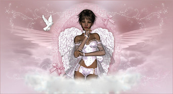 ANGEL IN PINK, ANGEL, DOVE, WINGS, PINK HD wallpaper