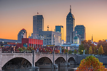 Indianapolis Skyline, White River, Alpha Phi Omega fraternity HD wallpaper