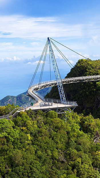 Langkawi, Sky bridge, Tropical rainforest, Island landscape HD phone wallpaper