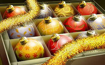 Christmas balls box, holiday, box, christmas, ball HD wallpaper