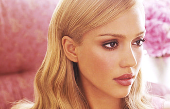 Jessica Alba, pink, make-up, blonde, face, girl, actress, woman HD wallpaper