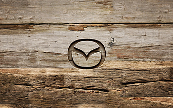 Mazda wooden logo, , wooden backgrounds, cars brands, Mazda logo, creative, wood carving, Mazda HD wallpaper