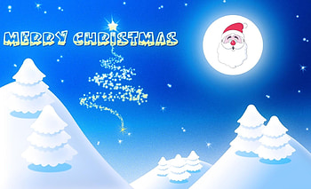 Holidays, Santa Claus, Night, Moon, Fir-Trees, Christmas, Smile, Inscription HD wallpaper