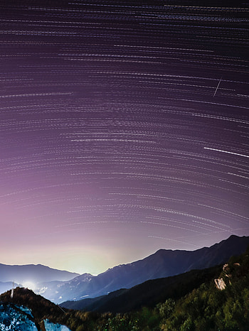 Starry sky, nature, star trails HD phone wallpaper