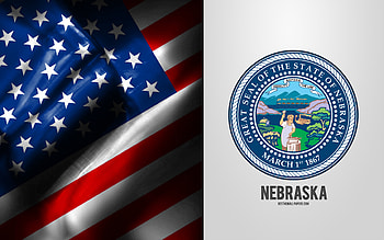 Seal of Nebraska, USA Flag, Nebraska emblem, Nebraska coat of arms, Nebraska badge, American flag, Nebraska, USA HD wallpaper