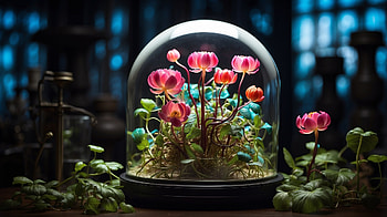 Flowers in a bowl, bowl, plant, glow, nature HD wallpaper