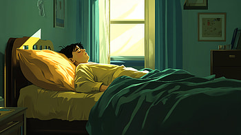 Ultra of a Sick Boy Resting Peacefully in Bed, sleeping, bedroom, sunlight HD wallpaper