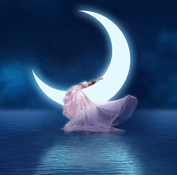 Serenity, blue, white, frumusete, gorgeous, girl, superb, pink, nex, moon, fantasy, reflection, luna, nead, water HD wallpaper