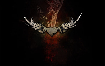 Abstract, Smoke, Dark Background, Wings, Heart HD wallpaper